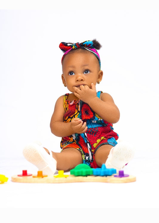 AFRICAN PRINT FLORAL BABY ROMPER