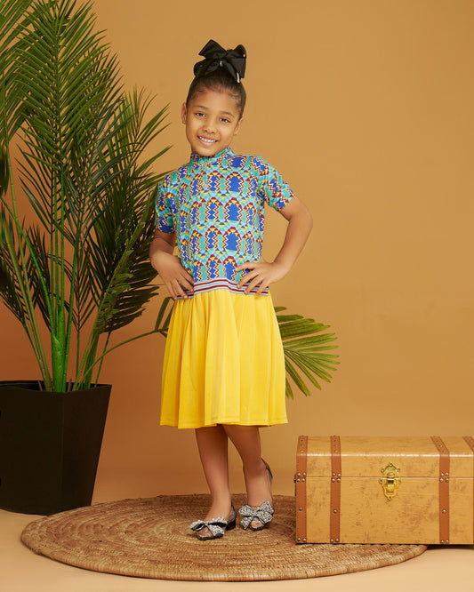 African Print Cotton Jersey Skater Dress for Little Girl birthday and occasion