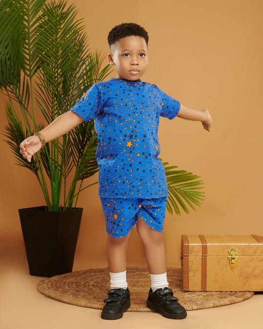 African Print Boys Tshirt and shorts set Star Print