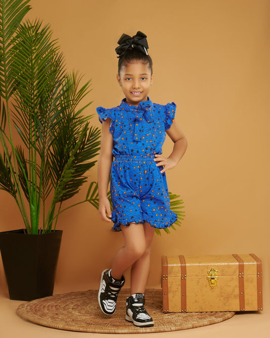 African Print Girls Tshirt and shorts Set Star Print